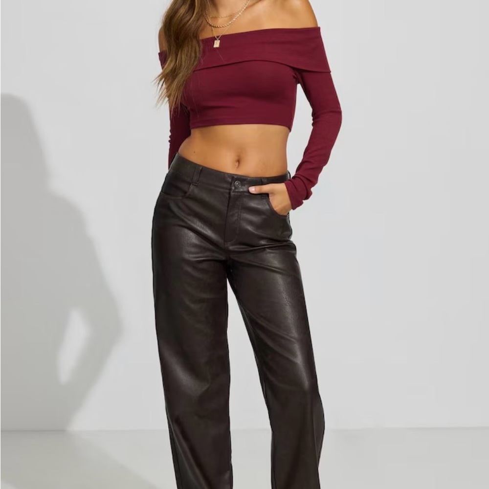 Garage faux Leather straight Pants
